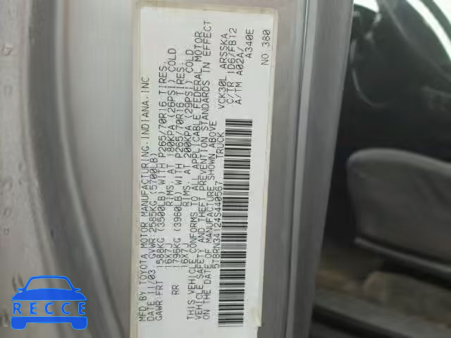 2004 TOYOTA TUNDRA ACC 5TBRN34124S440567 image 9