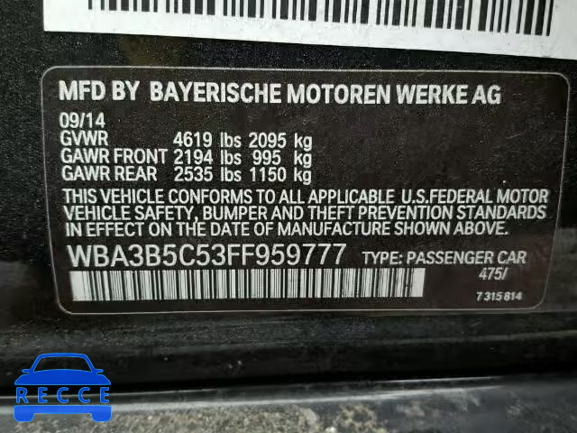 2015 BMW 328XI SULE WBA3B5C53FF959777 image 9