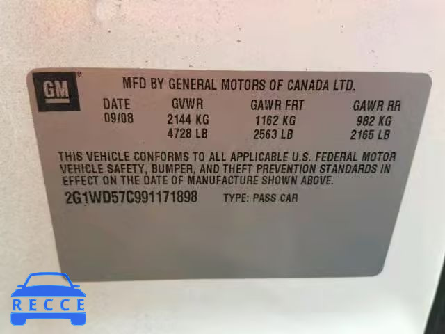 2009 CHEVROLET IMPALA SUP 2G1WD57C991171898 image 9