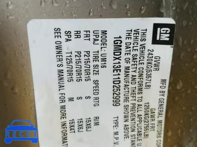 2001 PONTIAC MONTANA LU 1GMDX13E11D252999 image 9
