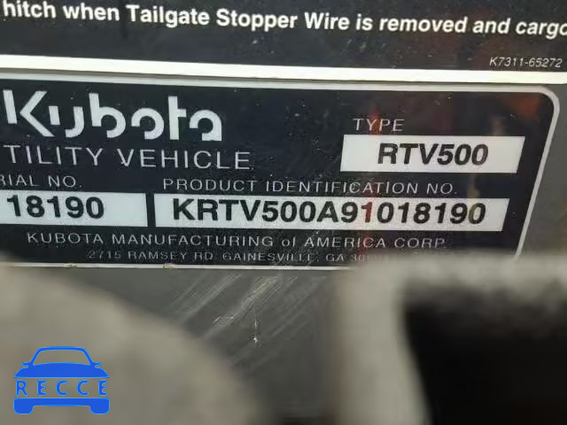 2009 KUBO RTV500 KRTV500A91018190 image 9