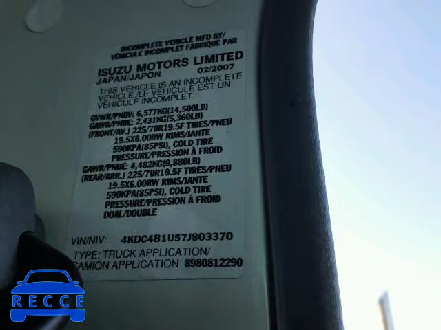 2007 GMC W4500 W450 4KDC4B1U57J803370 Bild 9