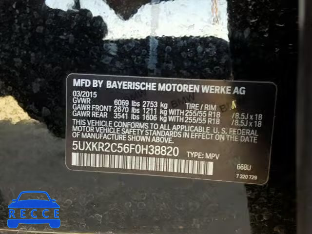 2015 BMW X5 SDRIVE3 5UXKR2C56F0H38820 image 9