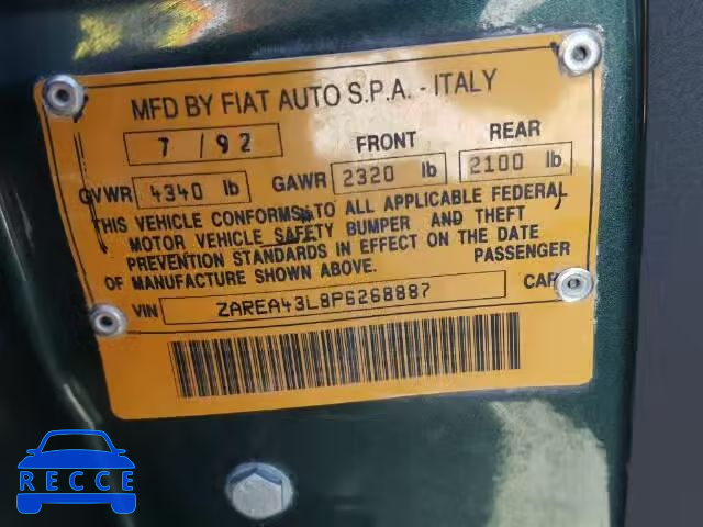 1993 ALFA ROMEO 164 L ZAREA43L8P6268887 image 9