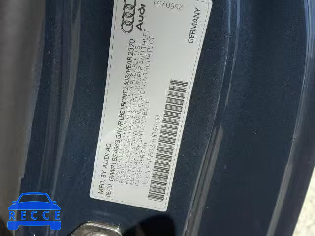 2011 AUDI A5 QUATTRO WAULFAFR0BA006690 image 9