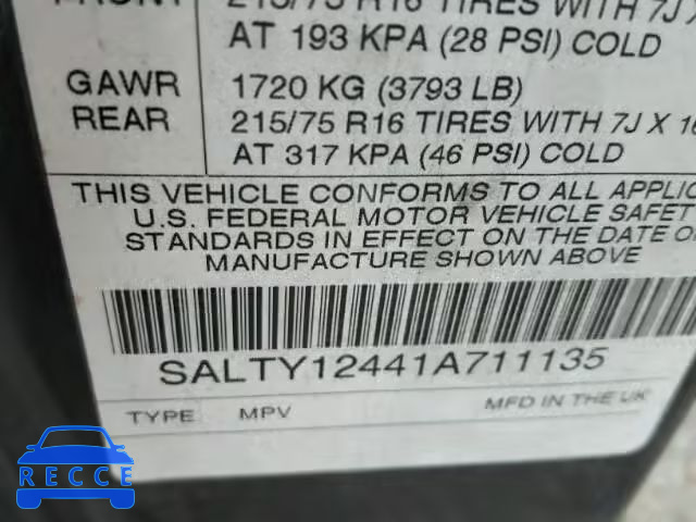 2001 LAND ROVER DISCOVERY SALTY12441A711135 image 9