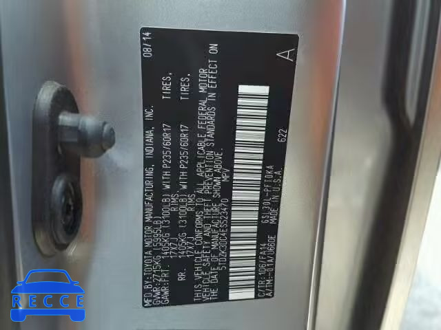 2014 TOYOTA SIENNA 5TDZK3DC4ES523470 image 9