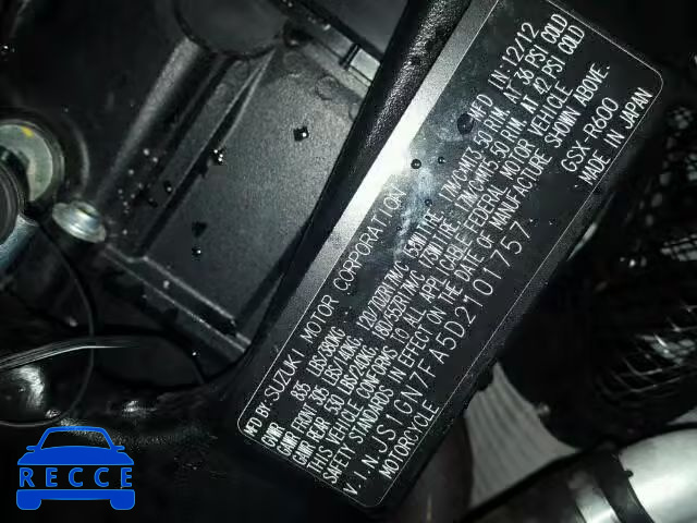 2013 SUZUKI GSX-R600 JS1GN7FA5D2101757 Bild 9