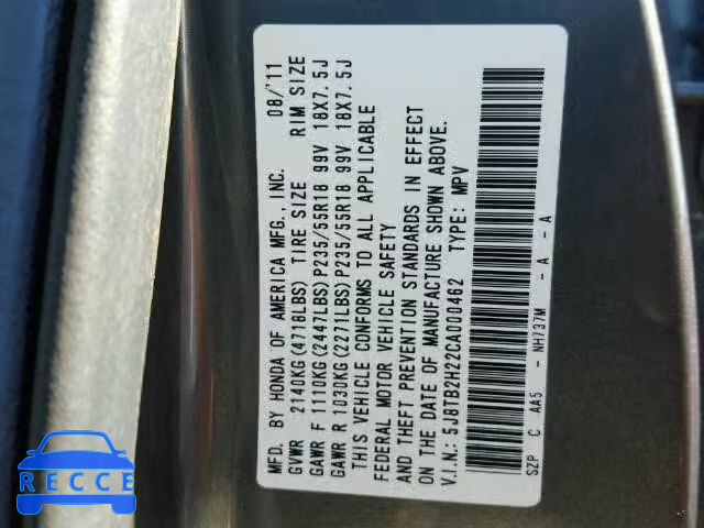 2012 ACURA RDX 5J8TB2H22CA000462 image 9