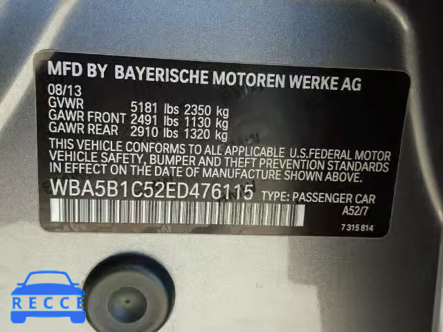 2014 BMW 535I WBA5B1C52ED476115 image 9