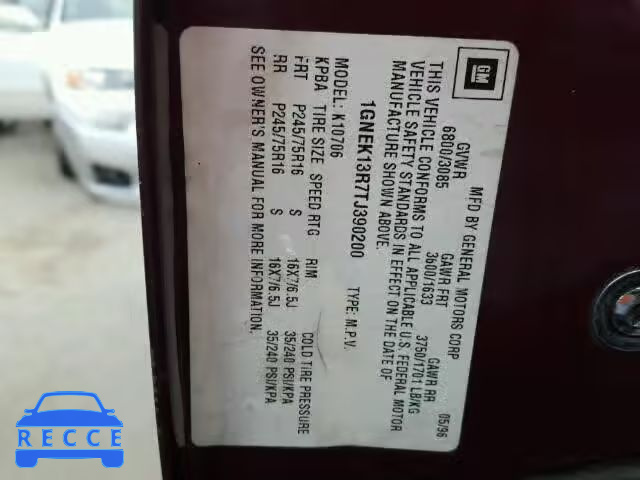 1996 CHEVROLET TAHOE K150 1GNEK13R7TJ390200 image 9