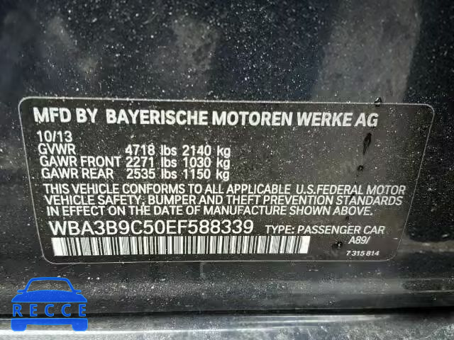 2014 BMW 335XI WBA3B9C50EF588339 зображення 9
