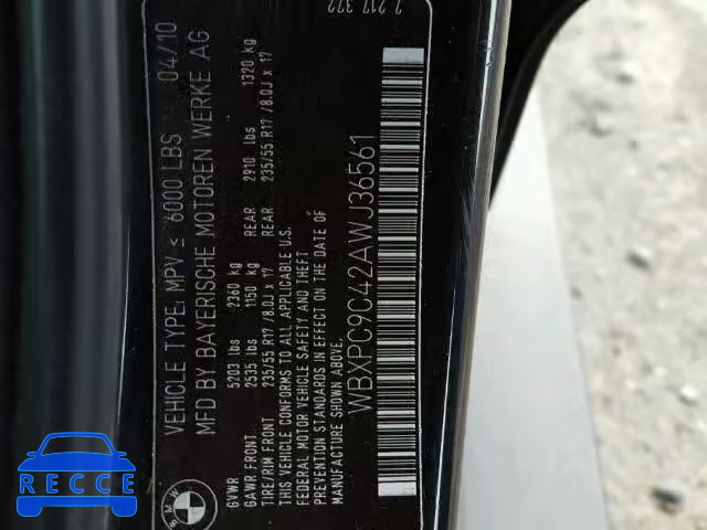 2010 BMW X3 XDRIVE3 WBXPC9C42AWJ36561 зображення 9