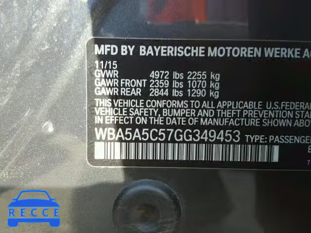 2016 BMW 528I WBA5A5C57GG349453 image 9