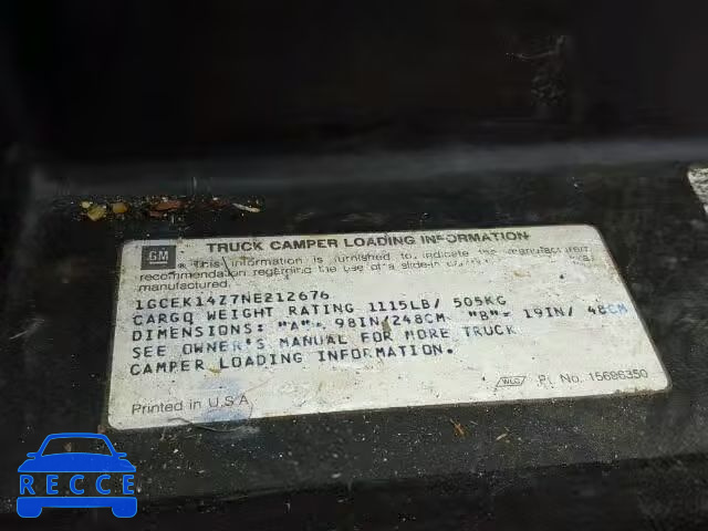 1992 CHEVROLET K1500 1GCEK14Z7NE212676 Bild 9