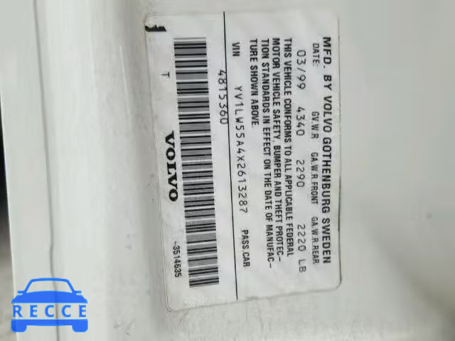 1999 VOLVO V70 YV1LW55A4X2613287 image 9