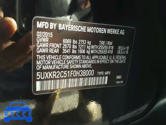 2015 BMW X5 SDRIVE3 5UXKR2C51F0H38000 зображення 9