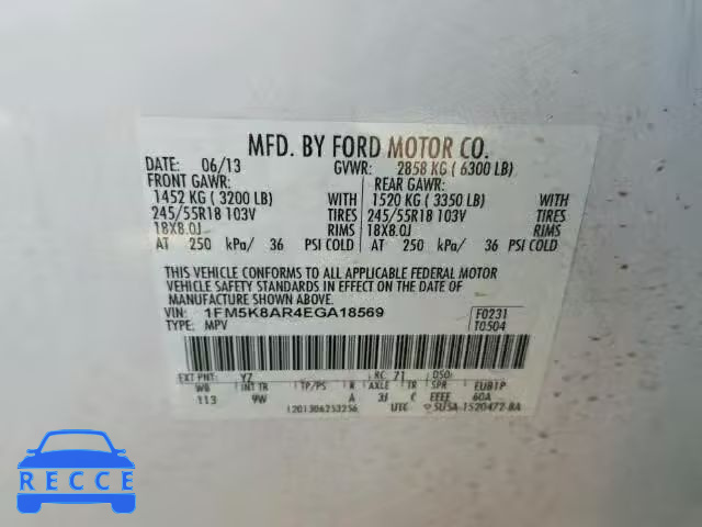 2014 FORD EXPLORER P 1FM5K8AR4EGA18569 Bild 9