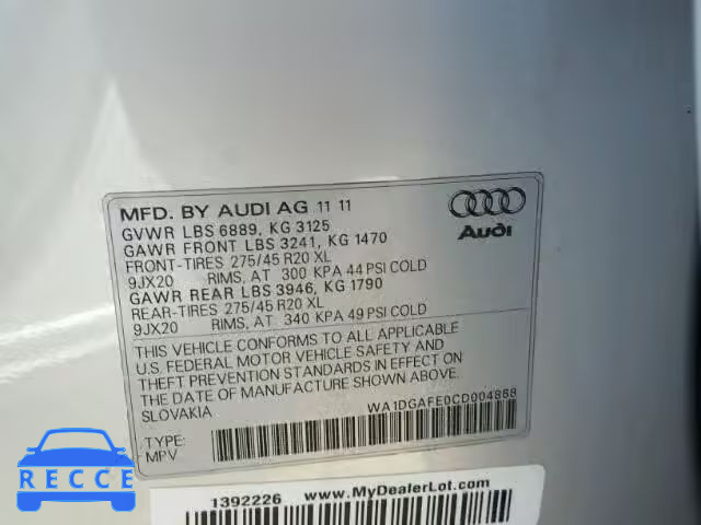 2012 AUDI Q7 PRESTIG WA1DGAFE0CD004868 image 9