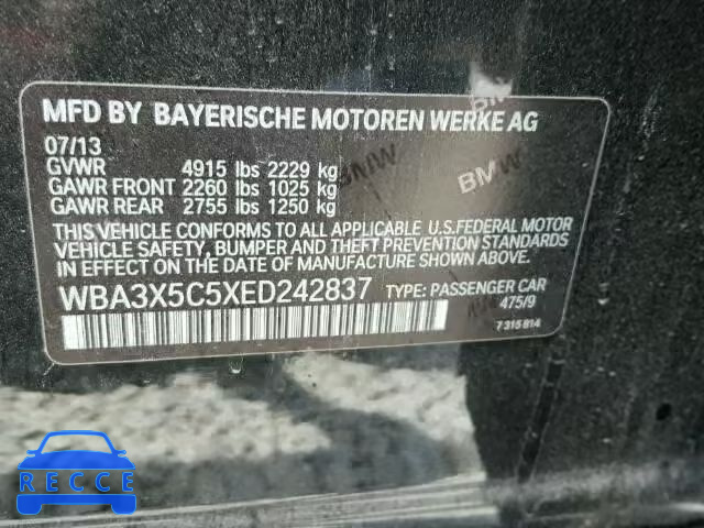 2014 BMW 328XI GT WBA3X5C5XED242837 зображення 9