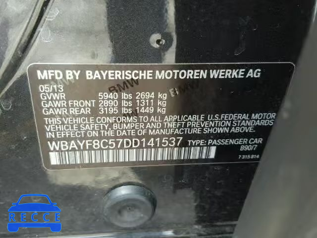 2013 BMW 750LI XDRI WBAYF8C57DD141537 image 9