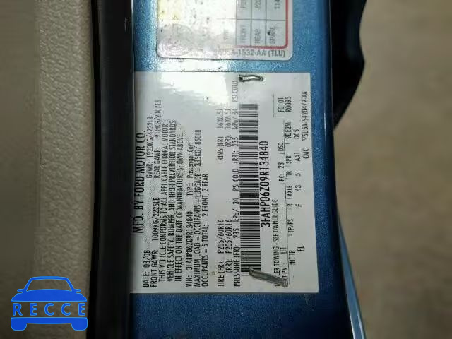 2009 FORD FUSION S 3FAHP06Z09R134840 image 9