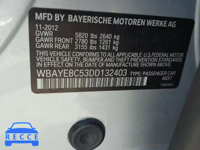 2013 BMW 750LI WBAYE8C53DD132403 image 9