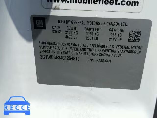 2012 CHEVROLET IMPALA POL 2G1WD5E34C1264810 image 9