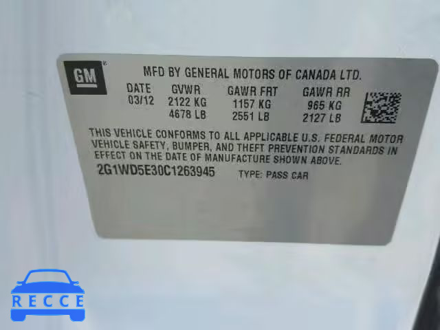 2012 CHEVROLET IMPALA POL 2G1WD5E30C1263945 Bild 9