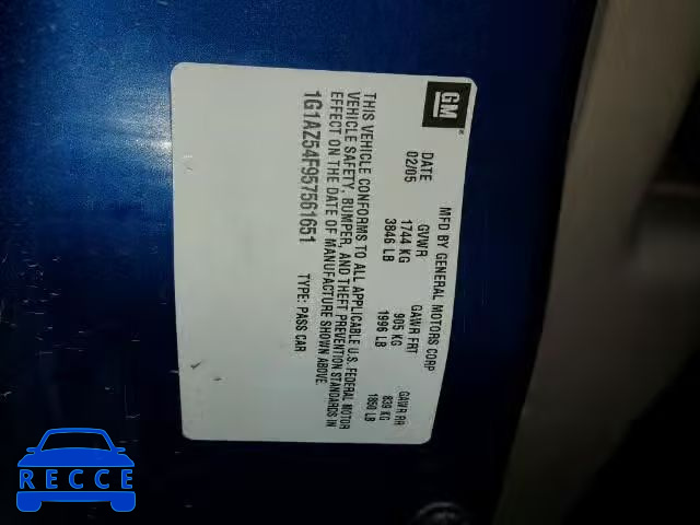 2005 CHEVROLET COBALT LT 1G1AZ54F957561651 image 9