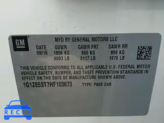 2017 CHEVROLET MALIBU LT 1G1ZE5ST7HF103673 image 9