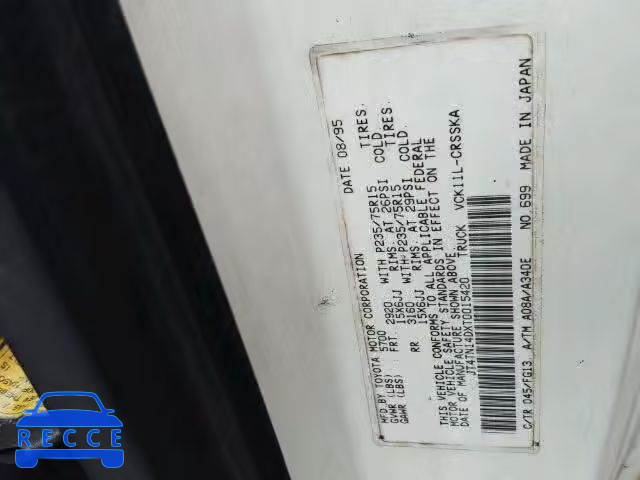 1996 TOYOTA T100 XTRAC JT4TN14DXT0015420 image 9