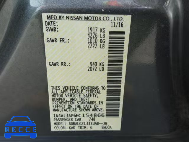 2017 NISSAN ALTIMA 2.5 1N4AL3AP6HC154866 image 9