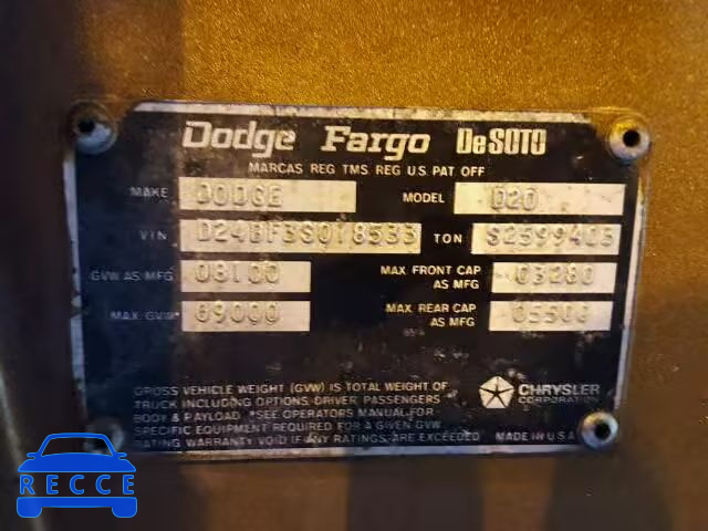 1973 DODGE TRUCK D24BF3S018533 зображення 9