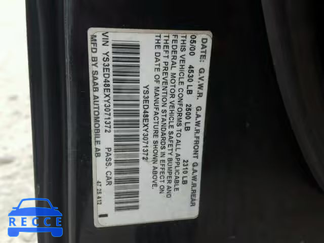 2000 SAAB 9-5 YS3ED48EXY3071372 image 9