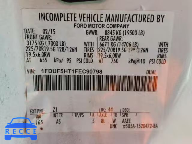 2015 FORD F550 SUPER 1FDUF5HT1FEC90798 image 9