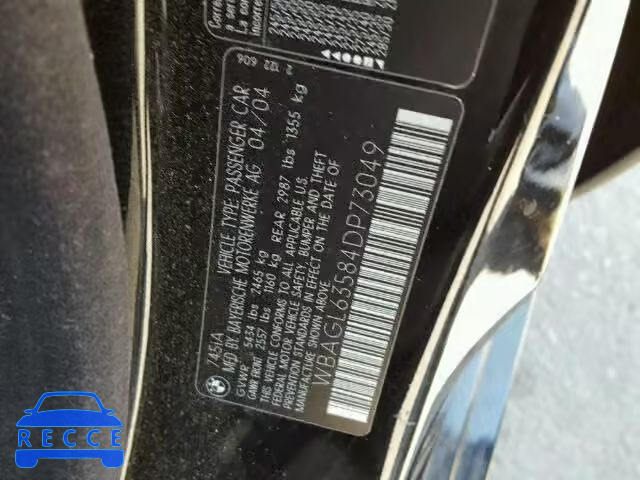 2004 BMW 745I WBAGL63584DP73049 зображення 9