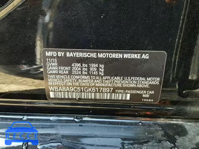 2016 BMW 320I WBA8A9C51GK617897 зображення 9