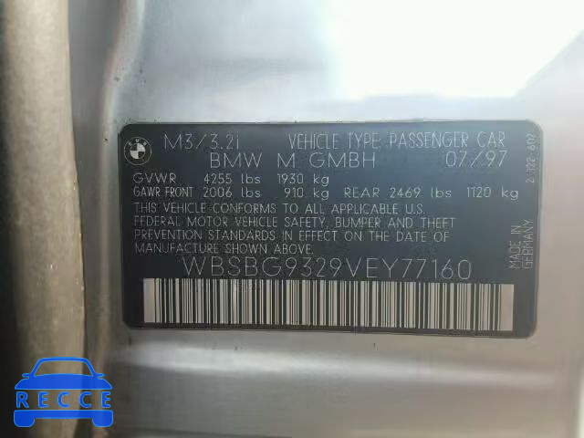 1997 BMW M3 WBSBG9329VEY77160 зображення 9