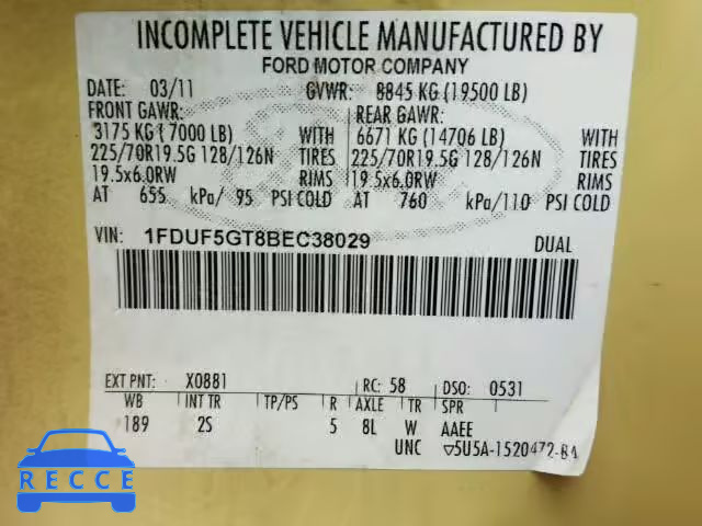 2011 FORD F550 SUPER 1FDUF5GT8BEC38029 image 9