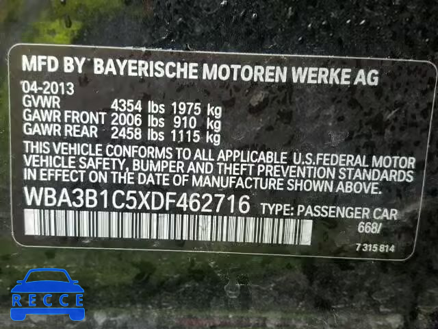2013 BMW 320I WBA3B1C5XDF462716 зображення 9