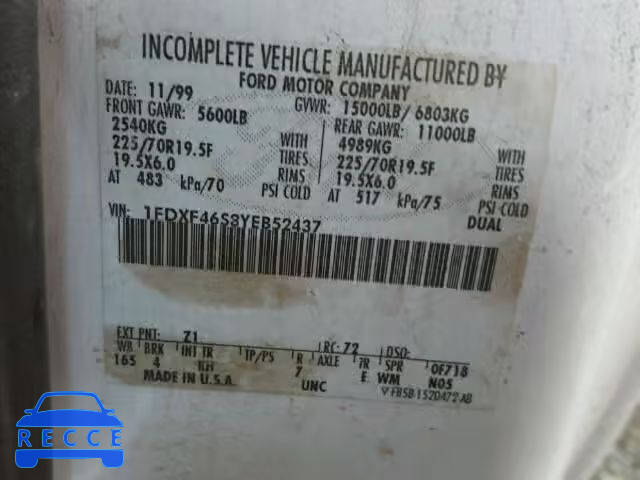 2000 FORD F450 SUPER 1FDXF46S8YEB52437 Bild 9