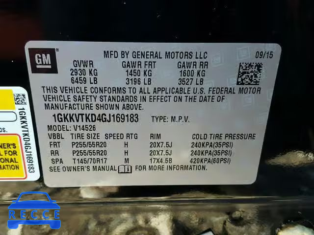 2016 GMC ACADIA DEN 1GKKVTKD4GJ169183 image 9