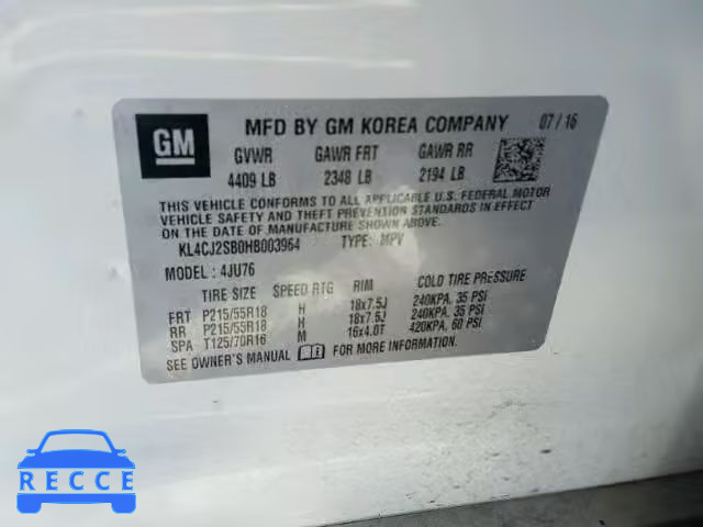 2017 BUICK ENCORE SPO KL4CJ2SB0HB003964 image 9