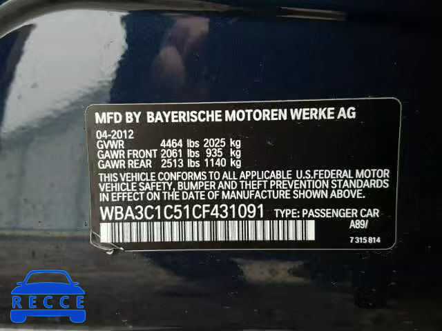 2012 BMW 328 I SULE WBA3C1C51CF431091 image 9