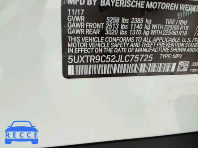 2018 BMW X3 XDRIVEM 5UXTR9C52JLC75725 зображення 9