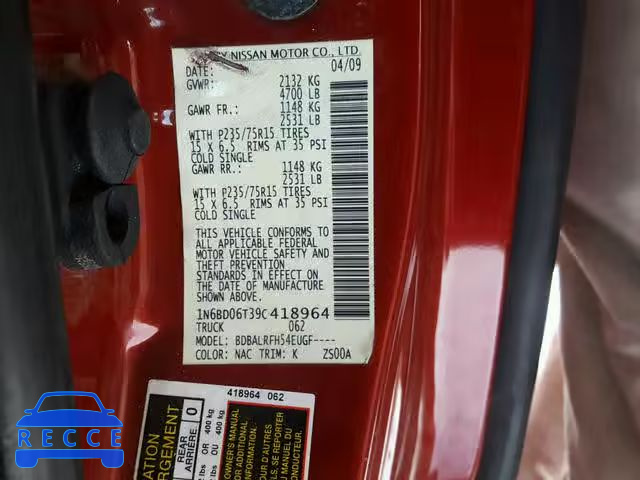 2009 NISSAN FRONTIER K 1N6BD06T39C418964 image 9