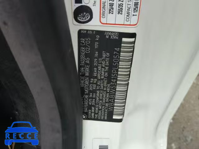 2005 BMW 330 CI WBABW53415PL50574 image 9