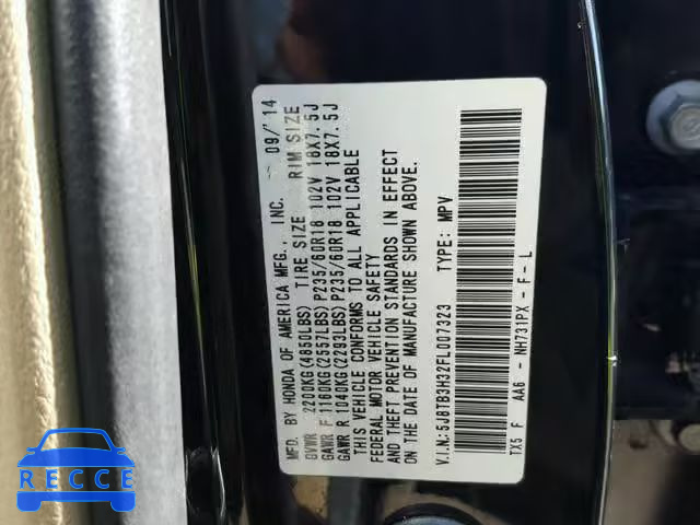 2015 ACURA RDX BASE 5J8TB3H32FL007323 image 9