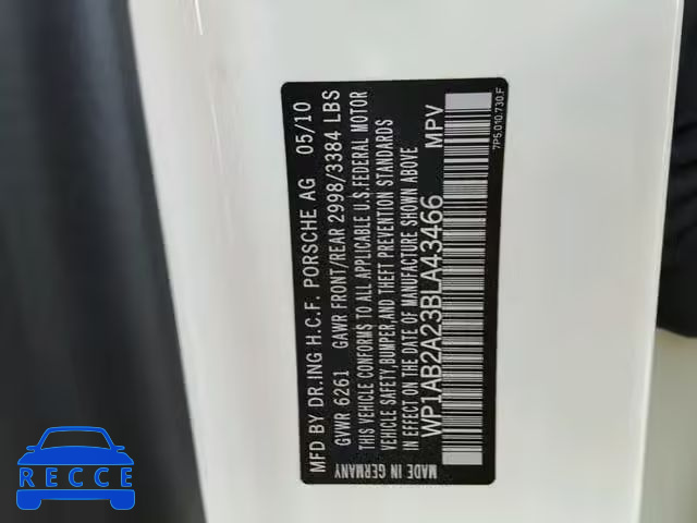 2011 PORSCHE CAYENNE S WP1AB2A23BLA43466 image 9